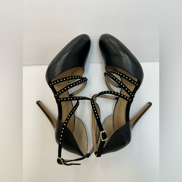 Sole Society Shoes - Julianne Hough for SoleSociety Black Strappy Heels with Gold Accents